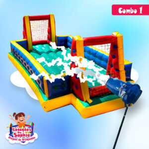 Combo 1 - Futebol de Sabão Inflável - Canhão de Espuma - Locações da Sophia - Aluguel de Brinquedos