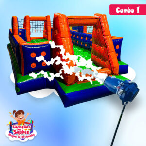 Combo 1 - Futebol de Sabão com Voleibol Inflável - Canhão de Espuma - Locações da Sophia - Aluguel de Brinquedos