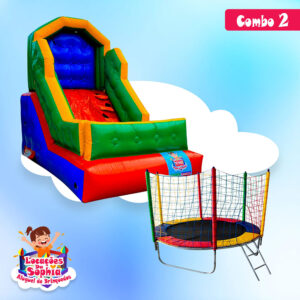 Combo 2 - TMini Tobogã Premium Inflável - Cama Elástica de 2m - Locações da Sophia - Aluguel de Brinquedos
