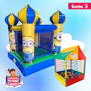 Combo 3 - Pula Pula Castelinho Minions Inflável - Piscina de Bolinhas 1m - Locações da Sophia - Aluguel de Brinquedos