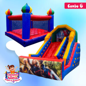 Combo 6 - Pula Pula Castelinho Inflável - Tobogã Premium Vingadores Inflável - Locações da Sophia - Aluguel de Brinquedos